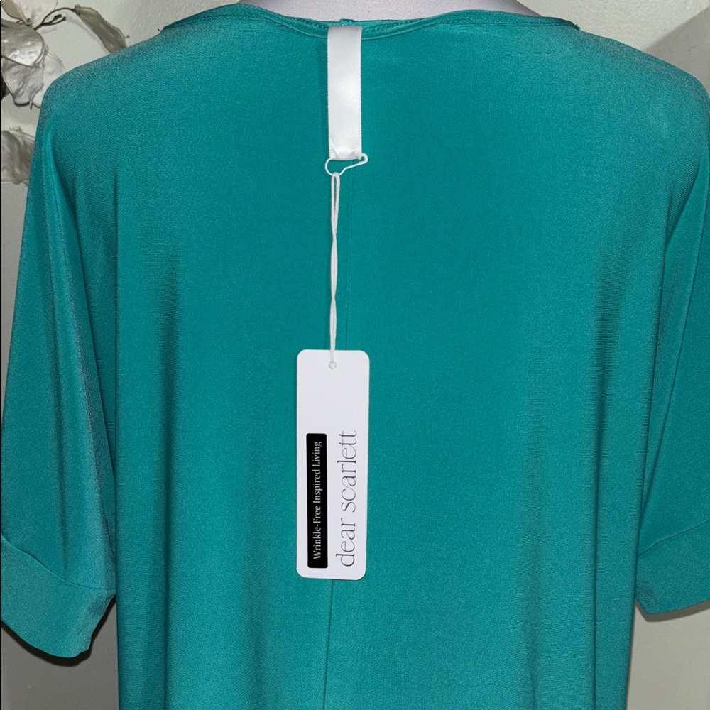 Dear Scarlett Teal V Neck Short Sleeve Top - Picture 4 of 4